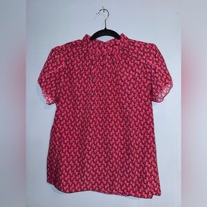 SHEIN Pink and Black Patterned Blouse